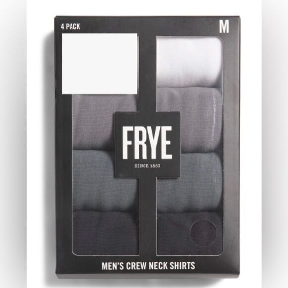 FRYE Black Gray White 4 Pack Short Sleeve Crewneck Cotton Blend Tee - Picture 3 of 11